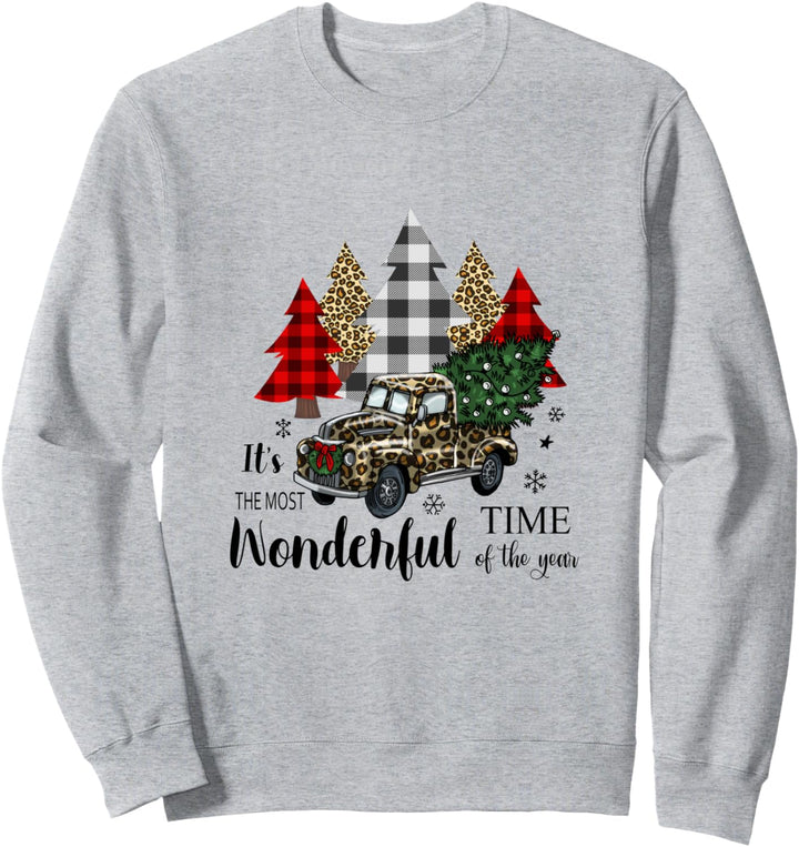 Leopard Print Truck Weihnachtsbaum Nette Frauen Weihnachten Sweatshirt