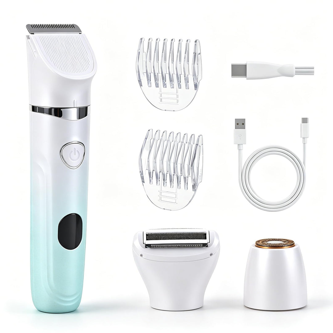 Carehabi 3-in-1 Elektrischer Rasierer Damen, Intimrasierer Frauen IPX7 Wasserdicht, Nass &amp; Trocken D