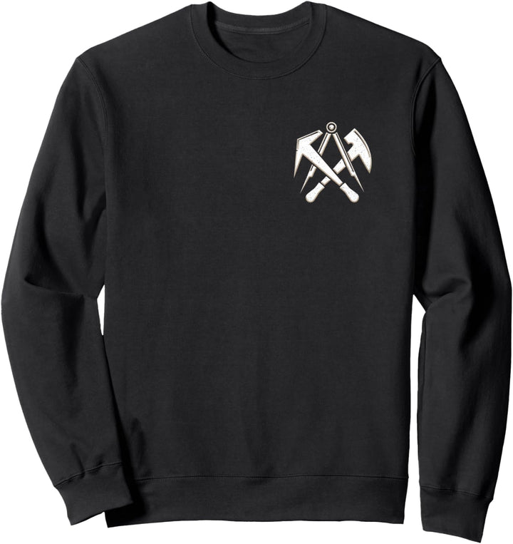 Dachdecker Handwerk Zunftzeichen mit Werkzeug auf Brust Sweatshirt