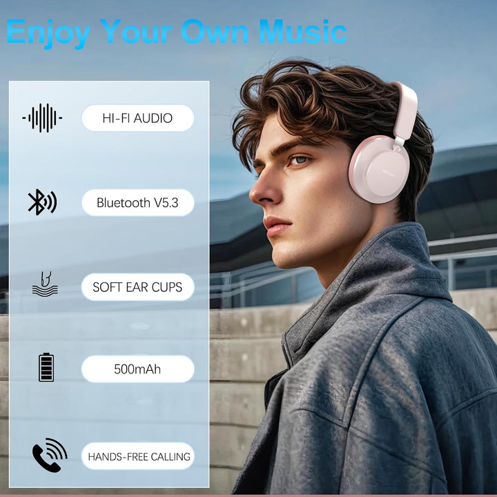 Noise Cancelling Kopfhörer Kabellos Bluetooth, Over Ear Kopfhörer Bluetooth mit Mikrofon, Cancelling