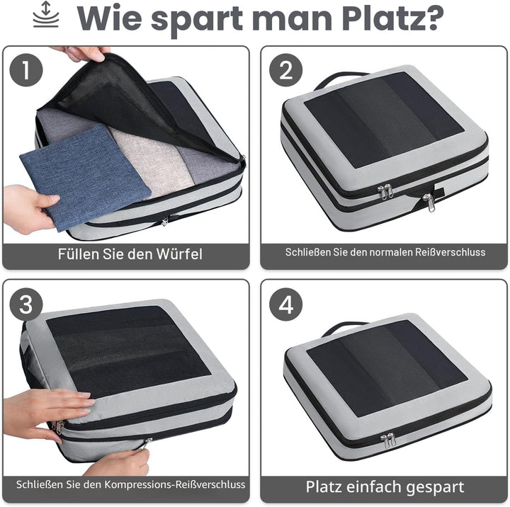 Kompressions-Packwürfel, Verbessertes Netzfenster, Sichtbar und Tragbar, Erweiterbare Reisegepäck-Or
