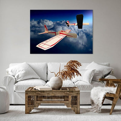 Bilder auf Leinwand 100x70cm Leinwandbild Segelflugzeuge fliegen hoch Modell Gross Wanddeko Bild Sch