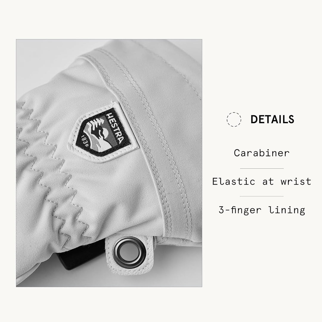 Hestra Heli Skihandschuhe für Damen, klassischer 3-Finger-Leder-Schneehandschuh zum Skifahren, Snowb