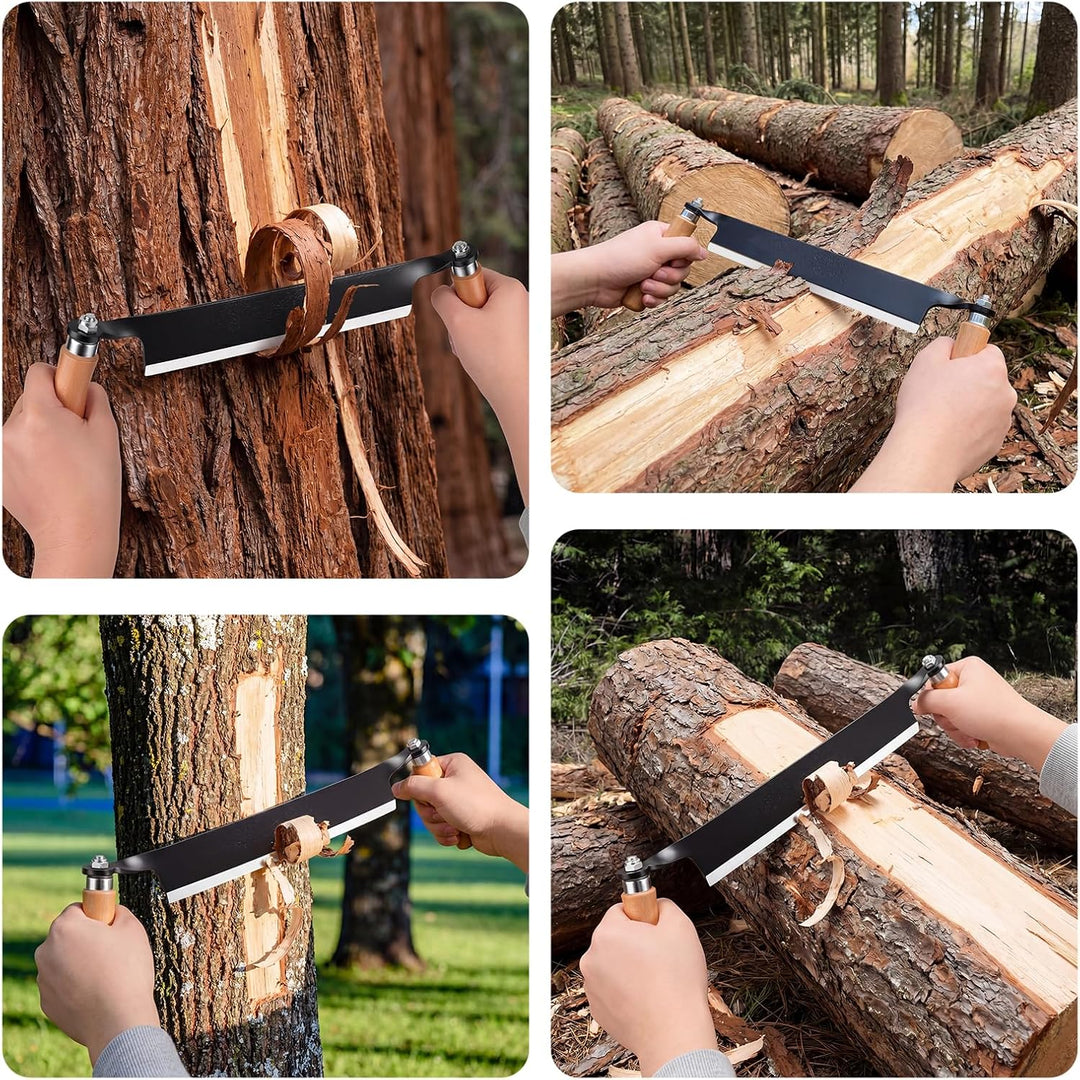 250 mm Zugmesser für Holz, Baumschäler mit komfortabler Holzgriff, Wolframstahl, Schindelmesser, Zus