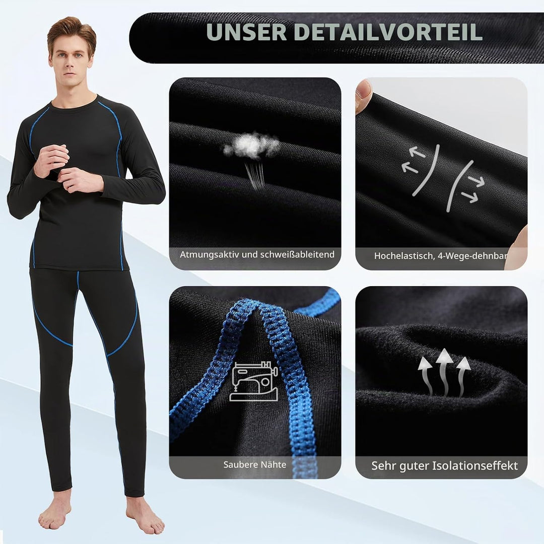 ZDQ Thermounterwäsche Herren Winter Skiunterwäsche Set Atmungsaktiv Funktionsunterwäsche, Gr.S-XXL L
