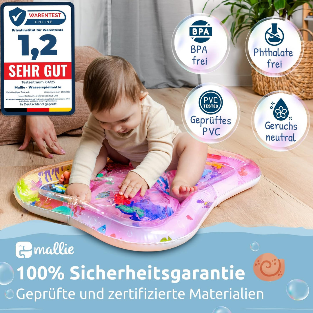 Mallie® Rosa Violett Wassermatte Baby BPA Frei 66 x 50 cm I Perfektes Tummy Time Toy für die Bauchla