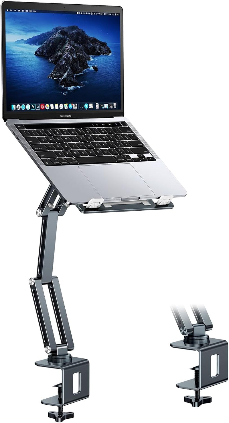 nediea Laptop Halterung für Schreibtisch, Laptop Armhalterung mit 360° Drehbarem, Aluminium Laptop T