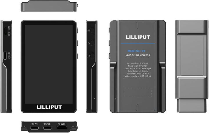 LILLIPUT V4 Telefon-Vlog-Selfie-Monitorbildschirm – 3,97 Zoll externer Kameramonitor für iPhone und