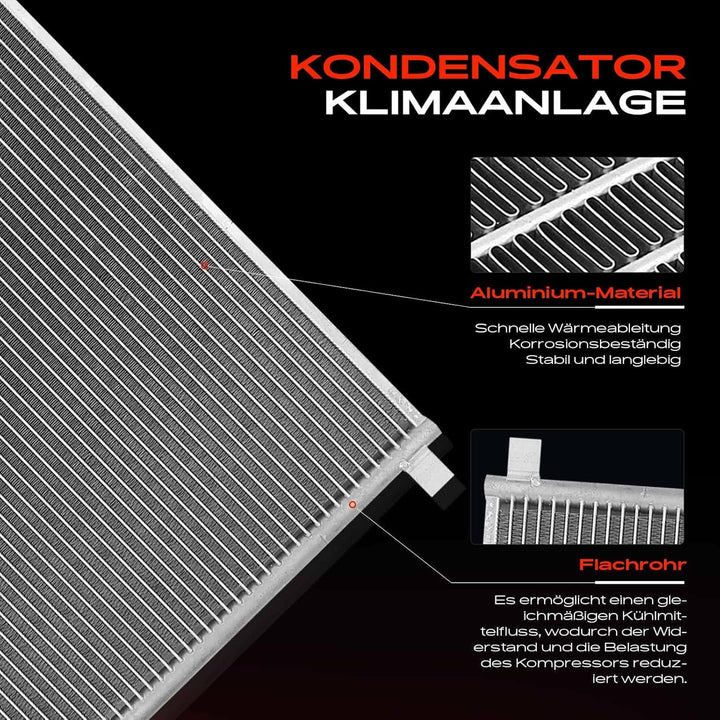 Frankberg Kondensator Klimaanlage mit Trockner Kompatibel mit Qashqai +2 I 1.6L 2007-2013 Qashqai +2