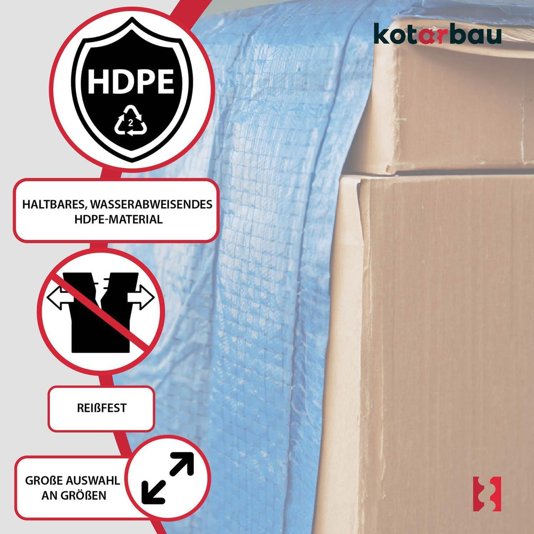 KOTARBAU® Plane 60 g/m2, Abdeckplane wasserdicht 8x12 m, Blau | Universal Schutzplane, Abdeckplane m