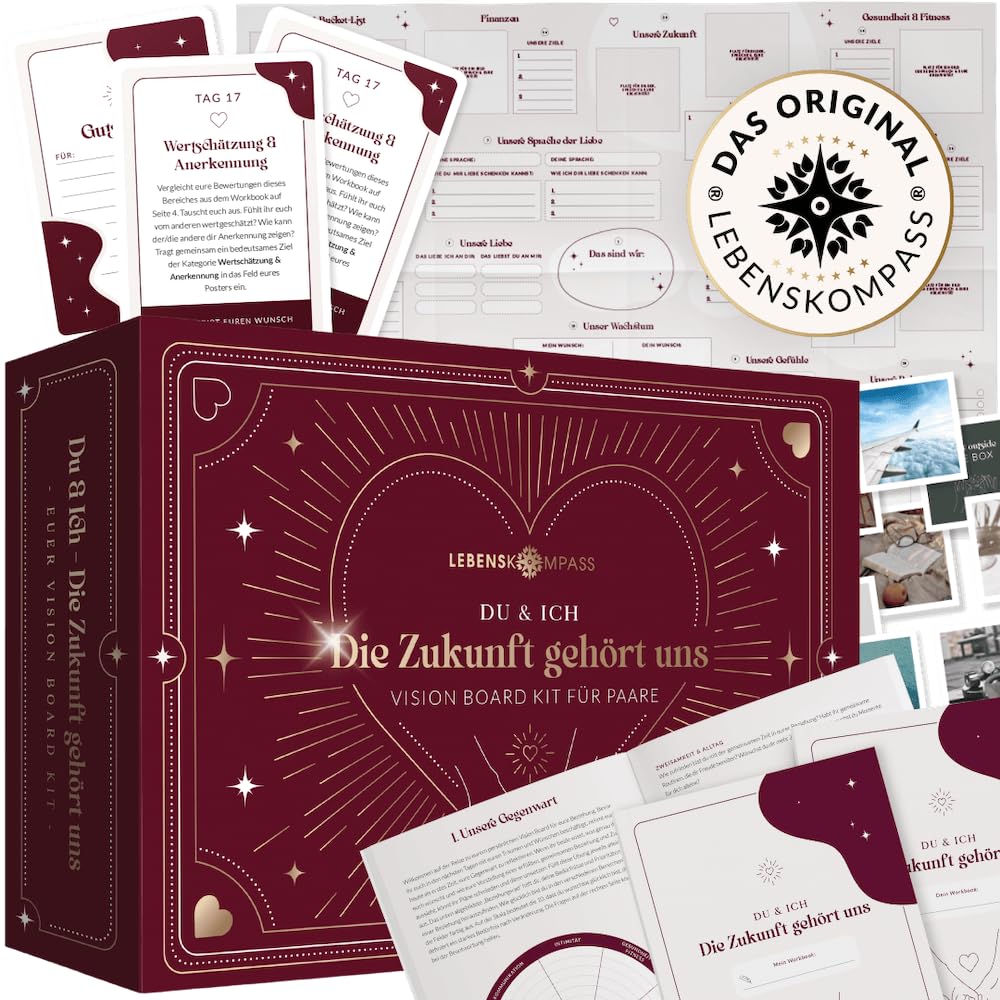 LEBENSKOMPASS Vision Board Set für Paare ”Unsere Zukunft” - DAS ORIGINAL - Bastelt ein gemeinsames V