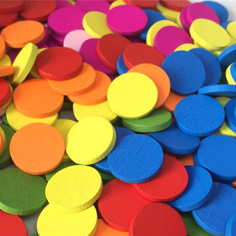 Toyvian 100 Stück runde Holzstücke bunte Scheiben Lernwerkzeuge Schüler Mathematik Lehrmittel für Ki