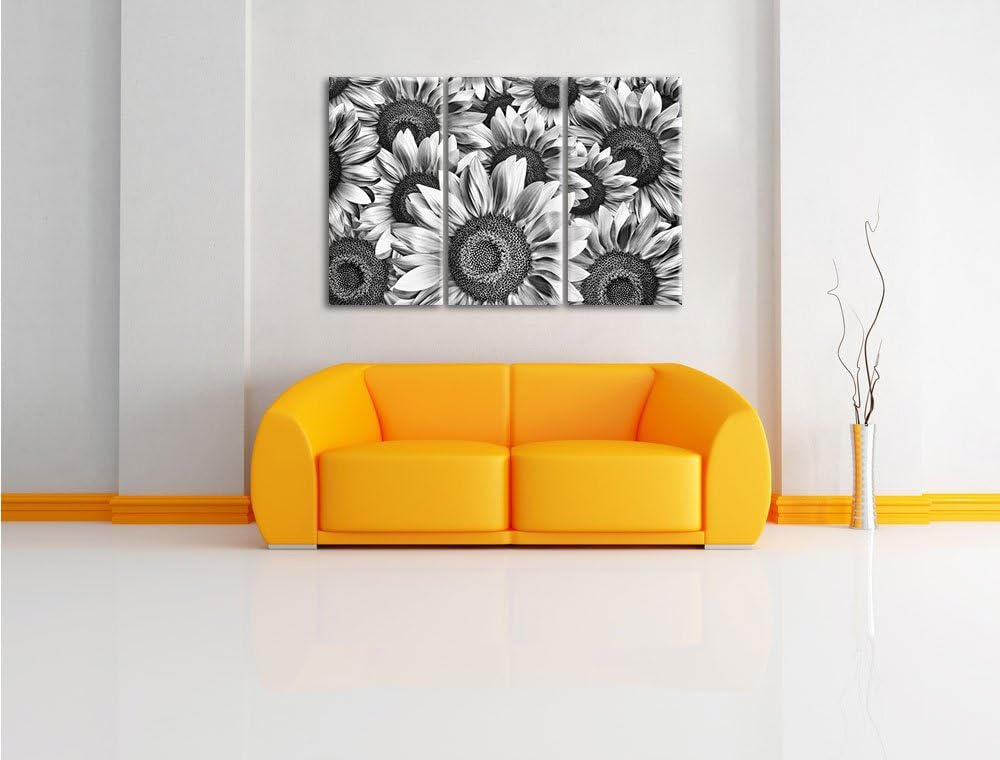 Pixxprint Sonnenblumentraum als Leinwandbild/Grösse: 3 Teilig (120x80) cm/Wandbild/Kunstdruck/fertig