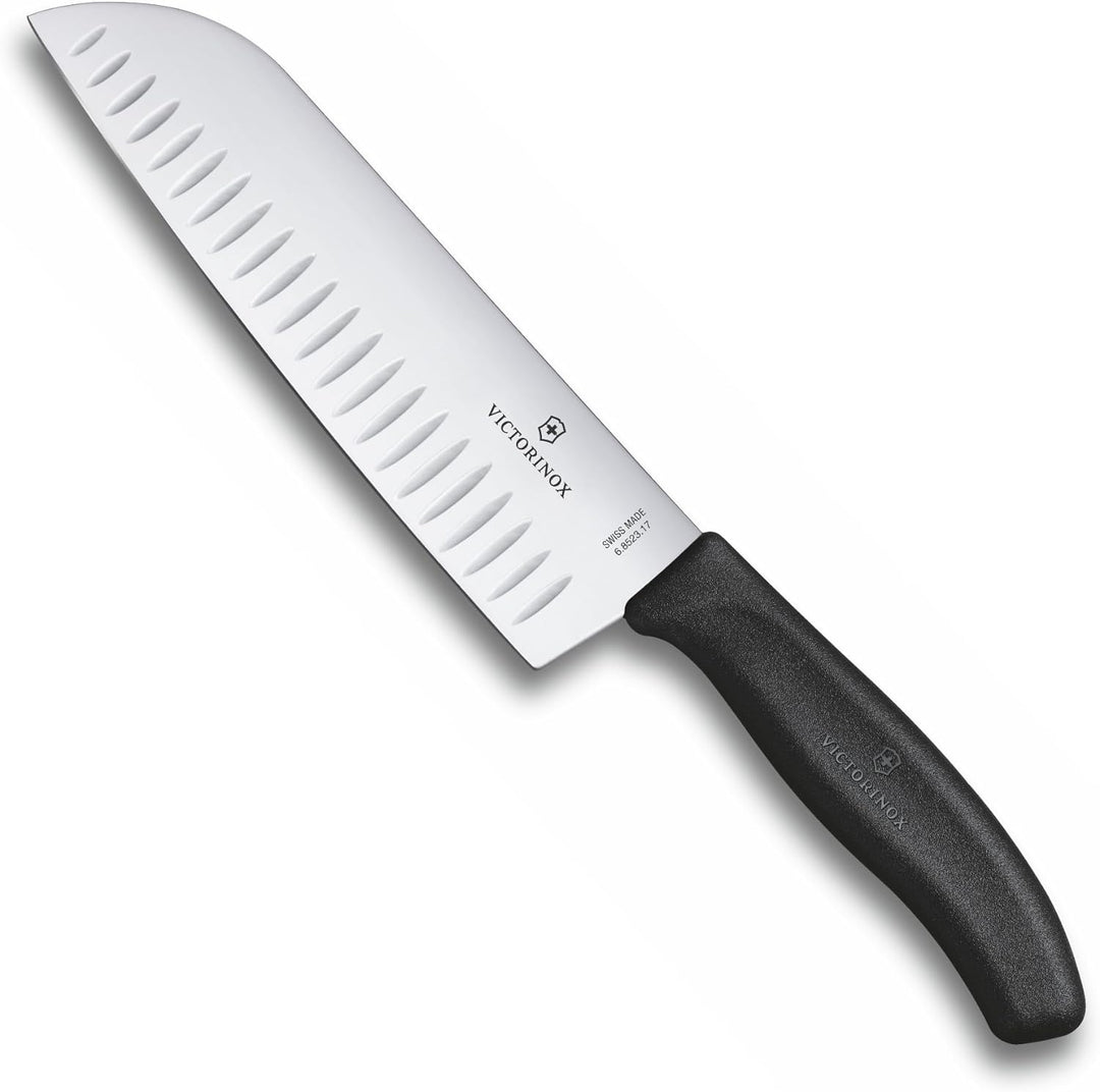 Victorinox & Swiss Classic Küchenmesser, Santokumesser, Extra Scharfe Klinge, Kullenschliff, 17 cm,