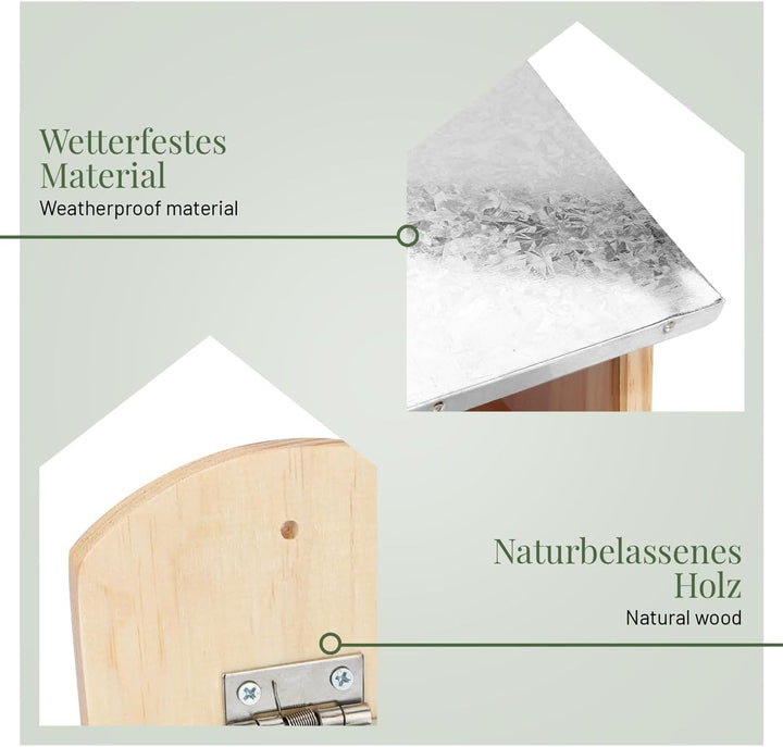 WILDLIFE HOME Eichhörnchen Futterhaus mit Metalldach I Futterstation aus verschraubtem Massiv-Holz I