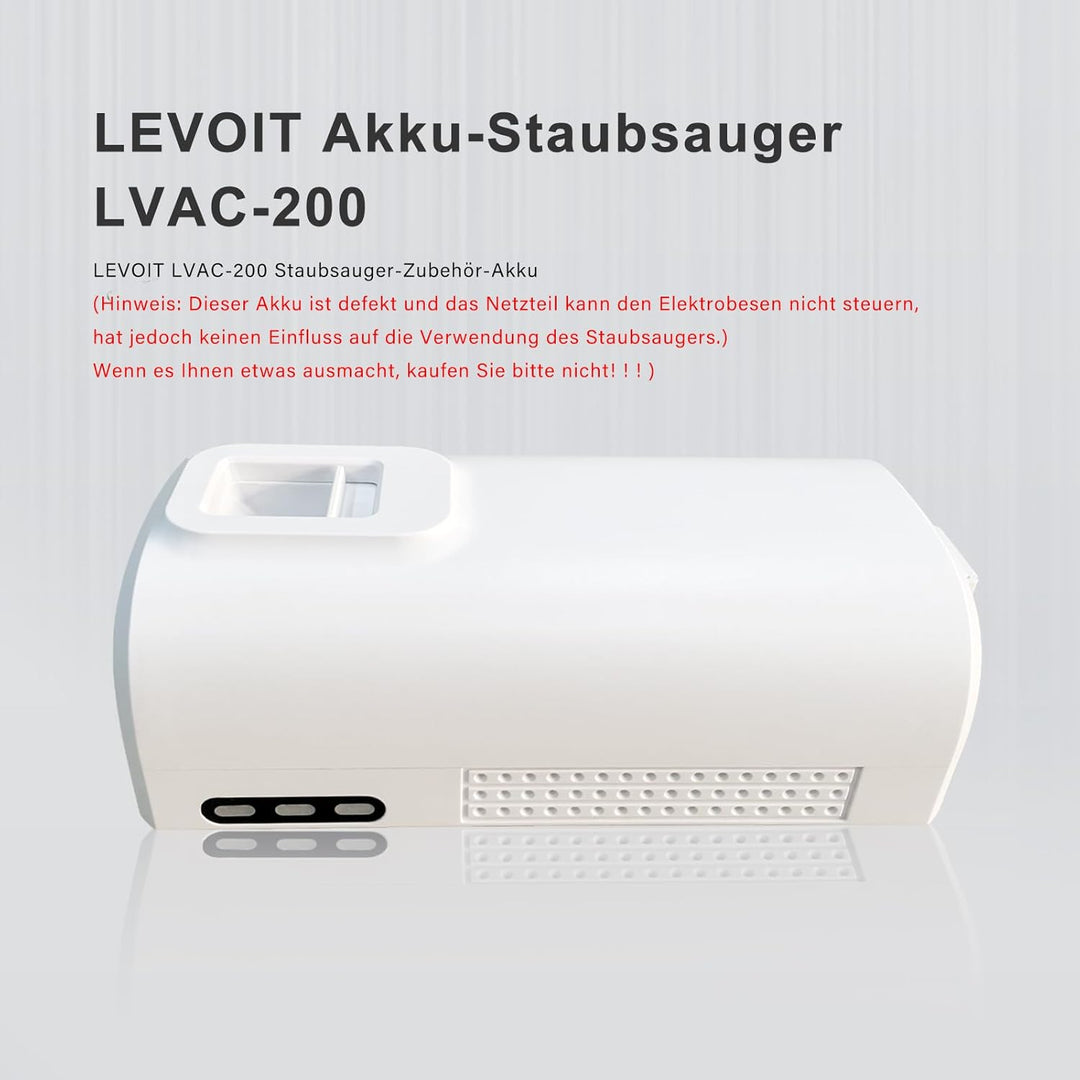 3,0-Ah-Akku für den kabellosen Staubsauger Levoit LVAC-200, Laufzeit 12 bis 50 Minuten, weiss