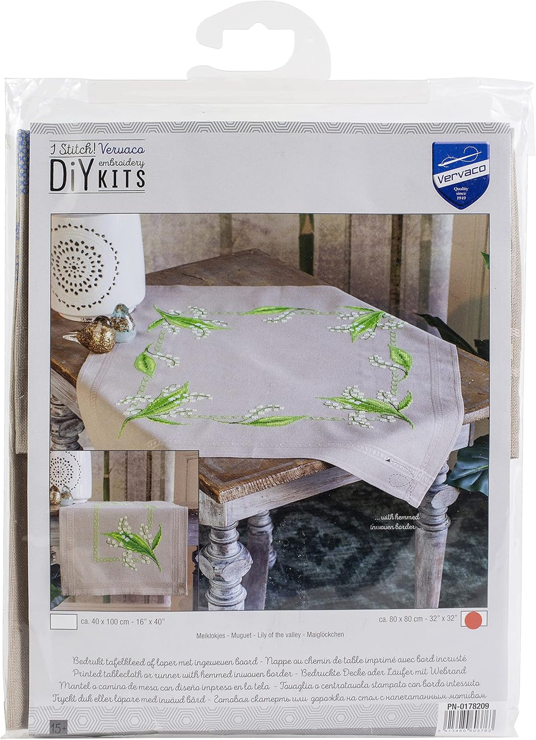 Vervaco PN-0178209 Tischdecke Kreuzstich Set vorgezeichnet, Baumwolle, Lily Of The Valley, c1