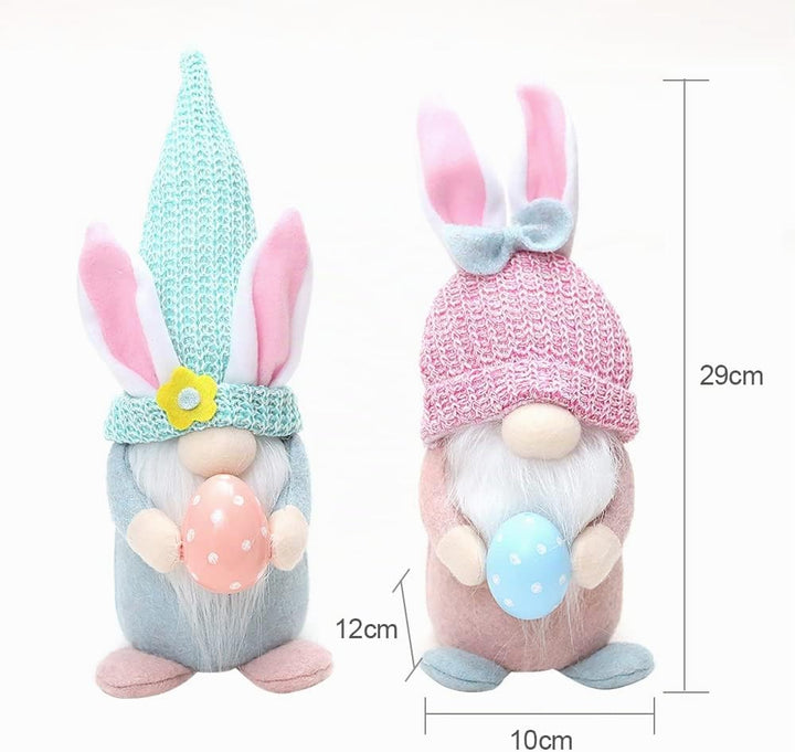 Osterdeko Wichtel Figuren Kleine, Beleuchteter Wichtel Ostern Mit Led, Osterwichtel Hase Rosa Mit Ei