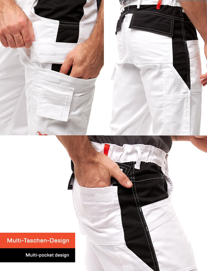 strongAnt Shorts Stretch Berlin Pro Herren Sommer Arbeitshose kurz Cargo Outdoor Grau-Shwarz-Weiss 5