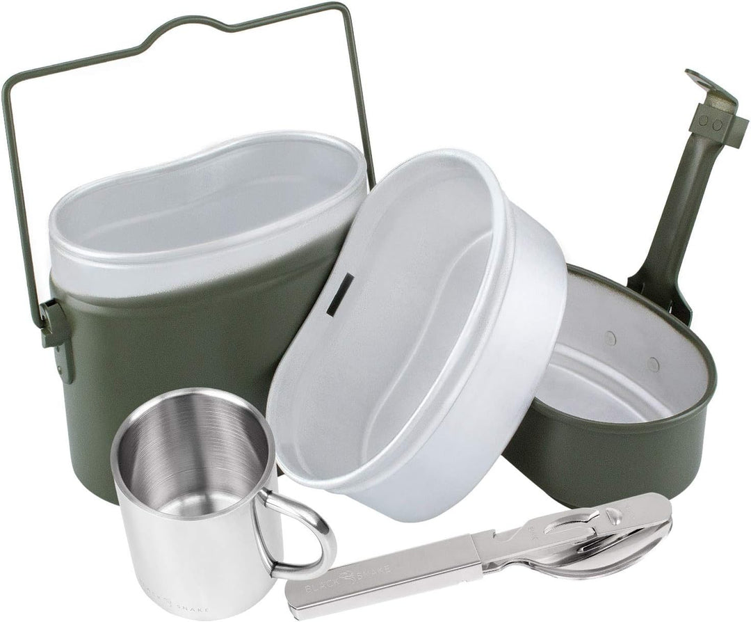 Black Snake Bundeswehr Essgeschirr Set Essbesteck BW Alu Kochgeschirr Edelstahl Tasse