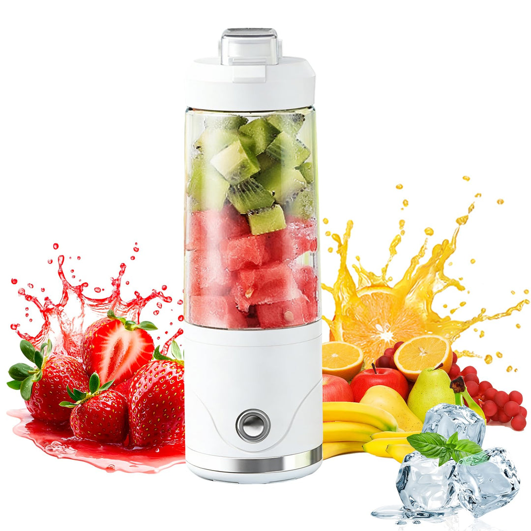 Tragbarer Smoothie Mixer To Go, 650ml Fresh Juice Blender mit 20000 RPM, USB-C Akku, 6 Edelstahlklin