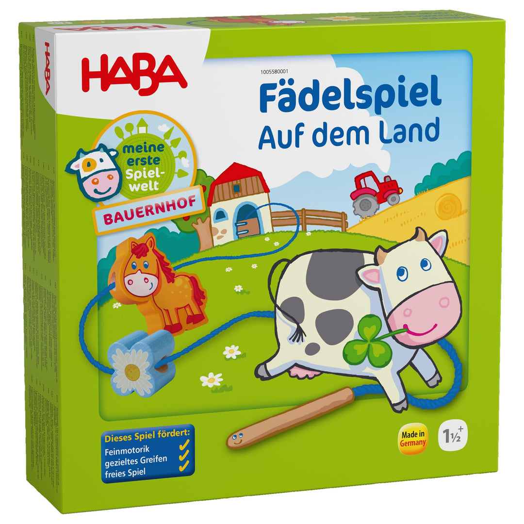 HABA 5580 - Meine erste Spielwelt Bauernhof Fädelspiel auf dem Land, liebevoll gestaltetes Lernspiel