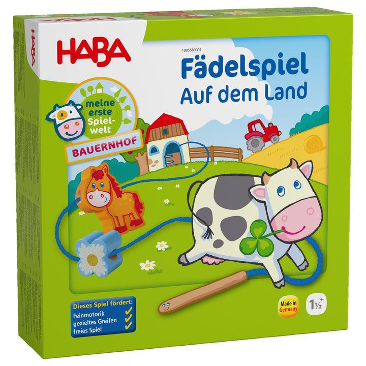 HABA 5580 - Meine erste Spielwelt Bauernhof Fädelspiel auf dem Land, liebevoll gestaltetes Lernspiel