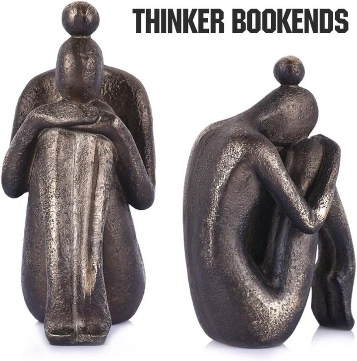 Buchstützen, einzigartig, dekorativ, Denkermädchen, modern, robust, rutschfest, Kunstharz, Buchstopp