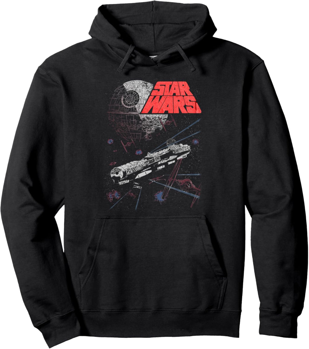 Star Wars Retro Epic Space Battle Falcon Tie Fighter Pullover Hoodie