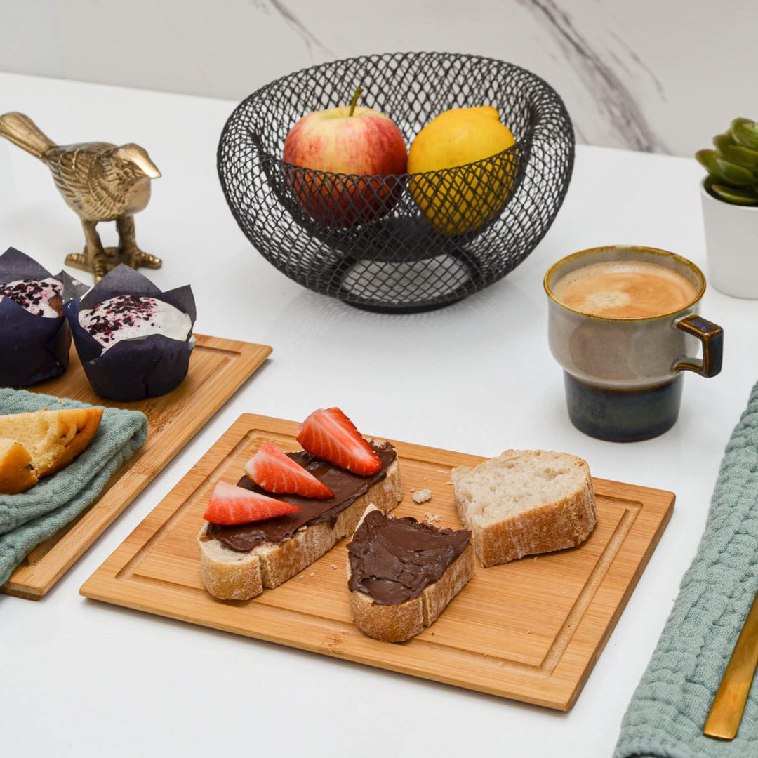 DuneDesign Frühstücksbrettchen Holz 6er Set - Bambus Holzbrett 22x15cm für Küche & Frühstück - stabi