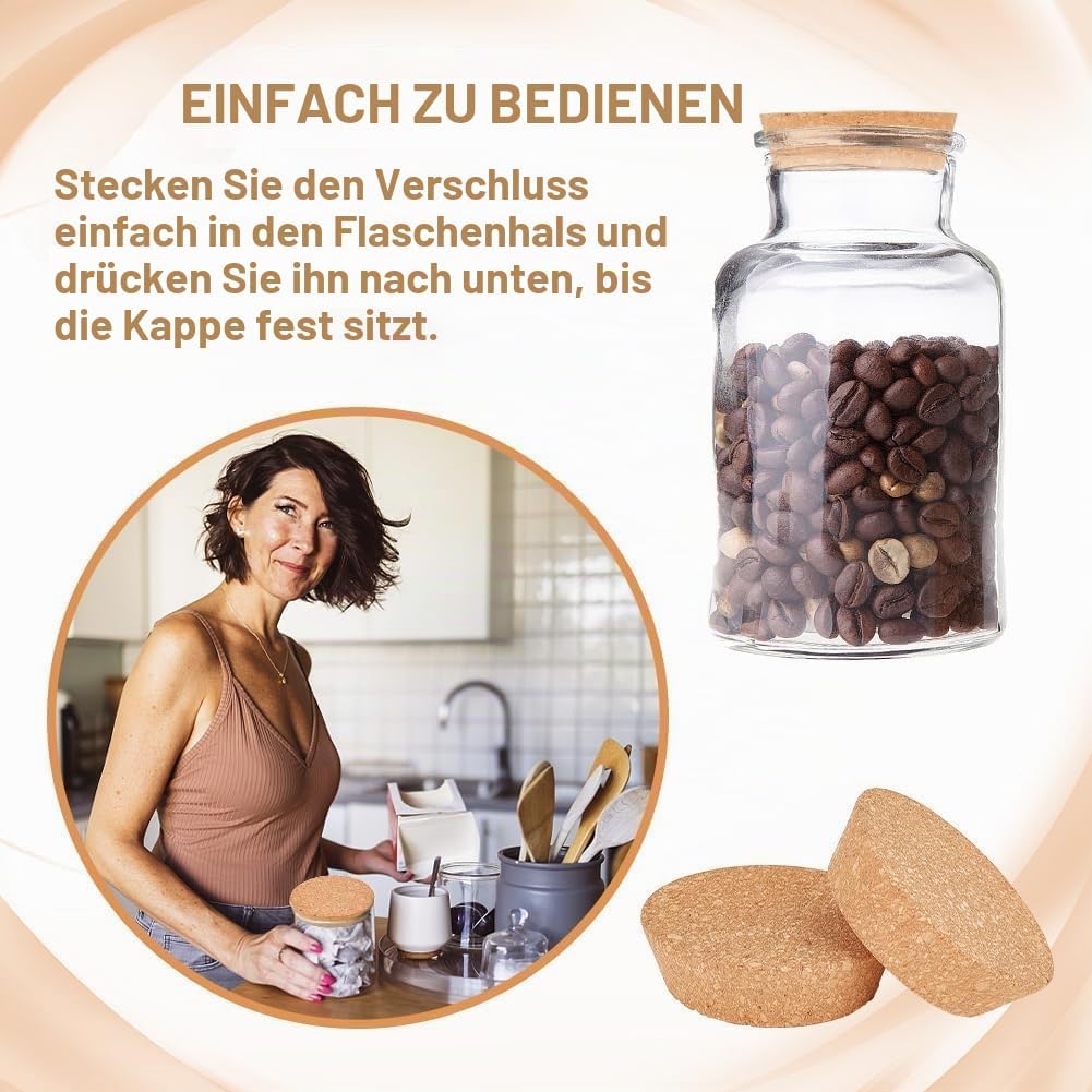 4 Stück 90mm Grosse Korken Konische Korkstopfen aus Holz Natürliche Weichholzkorken Ersatzkorken Run