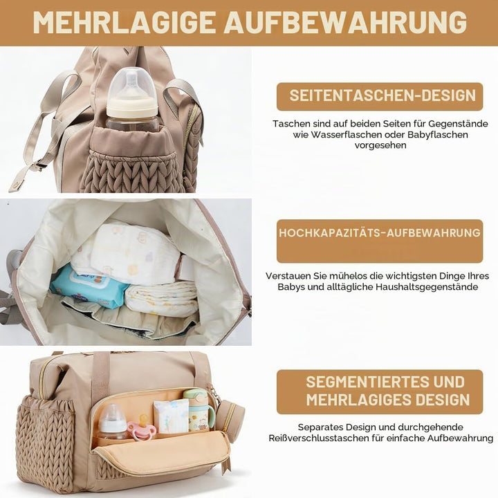 Wickeltasche gross - Multifunktionale Baby Wickeltasche für Mama mit Schnulleretui, wasserdicht, gro