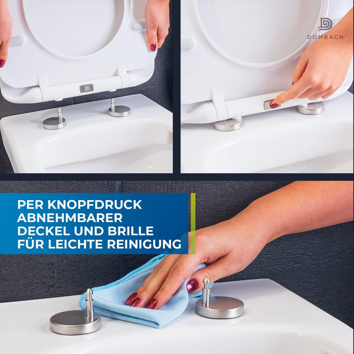 Dombach® Premium Toilettendeckel, Abnehmbar (Weiss) WC Sitz, Klodeckel mit Absenkautomatik, Toilette