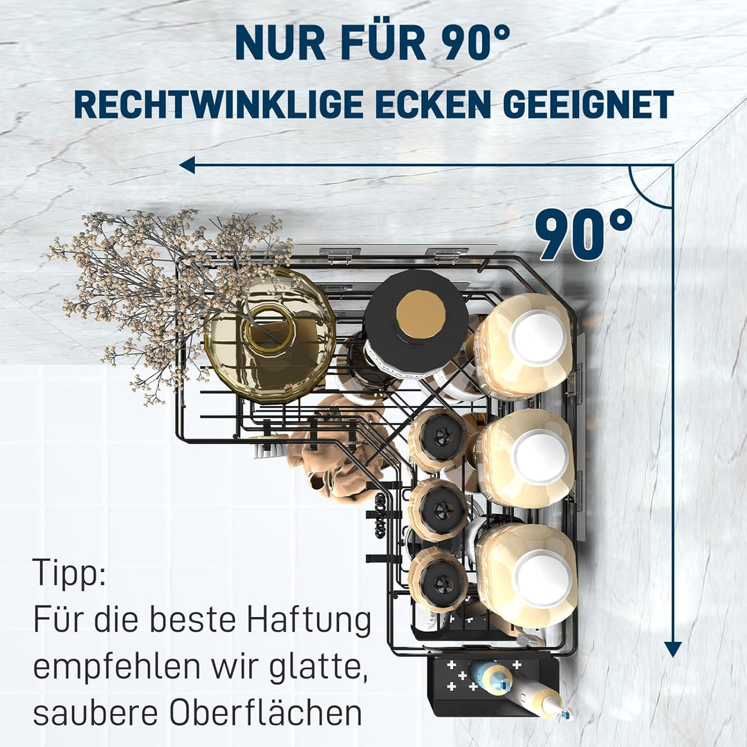 Duschablage ohne Bohren, Eckregal Bad Edelstahl Badezimmer Organizer Badezimmer Regal mit Klebepad D