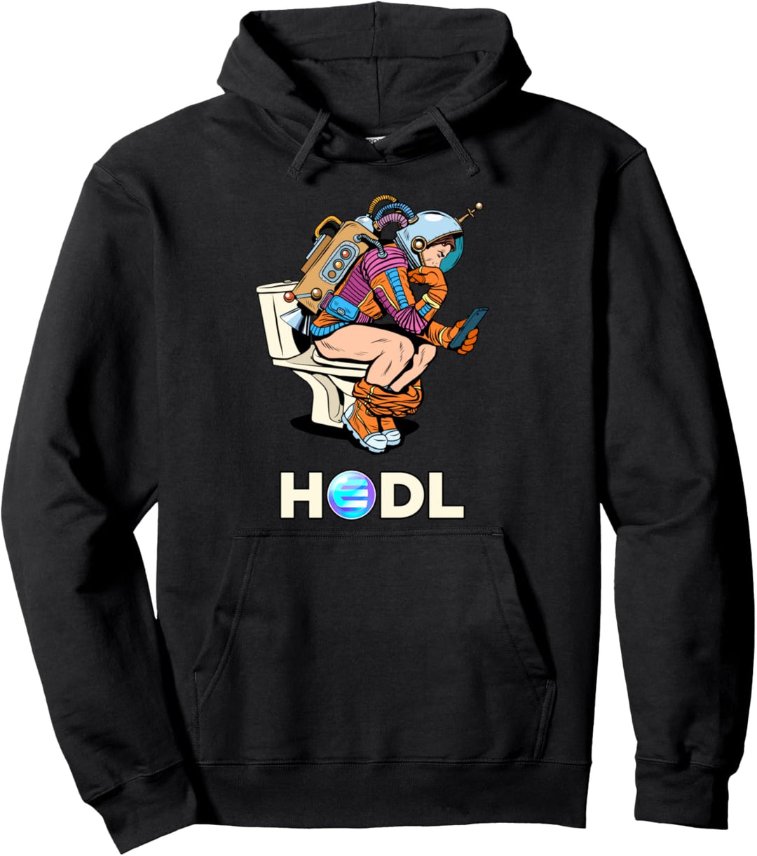 Cryptocurrency Talk ENJ Enjin HODL Space Man On Toilet Merch Pullover Hoodie