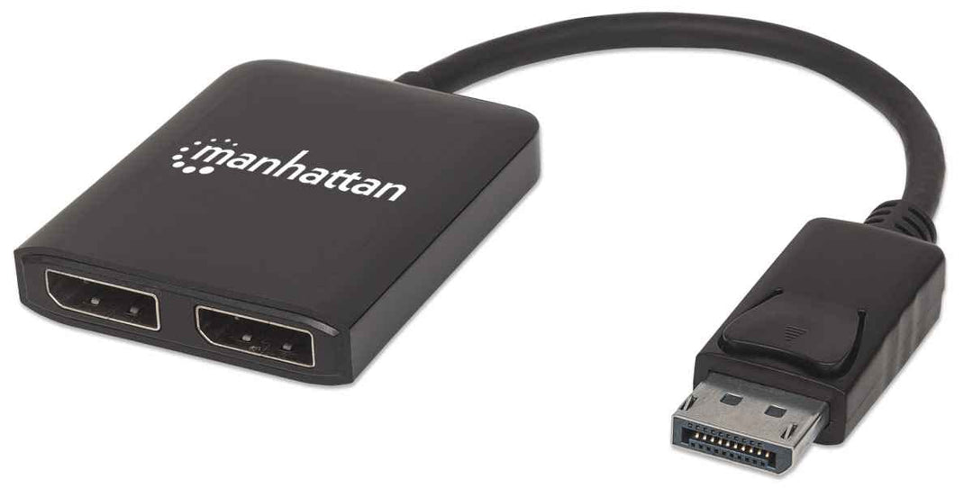 Manhattan 207768 DisplayPort auf 2-Port DP Splitter mit Multi-Stream Transport, schwarz Single, Sing