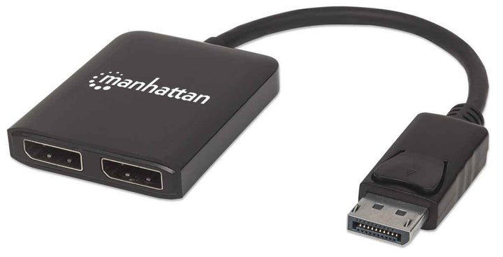 Manhattan 207768 DisplayPort auf 2-Port DP Splitter mit Multi-Stream Transport, schwarz Single, Sing