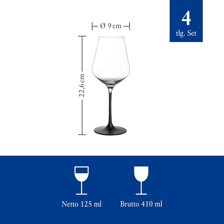 Villeroy & Boch – Manufacture Rock Weissweinglas Set 4 teilig 380 ml, Weissweingläser, Weinglas schw