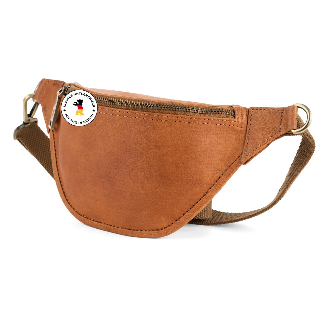 Berliner Bags Vintage Bauchtasche aus Leder Kai, Fanny Pack für Damen und Herren - Braun (Braun M),