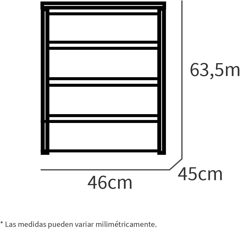 Muebles Pitarch | Kommode 4 Schubladen, Cambrian Eiche, 63,5x46x45 cm (Höhe x Breite x Tiefe), Kolle