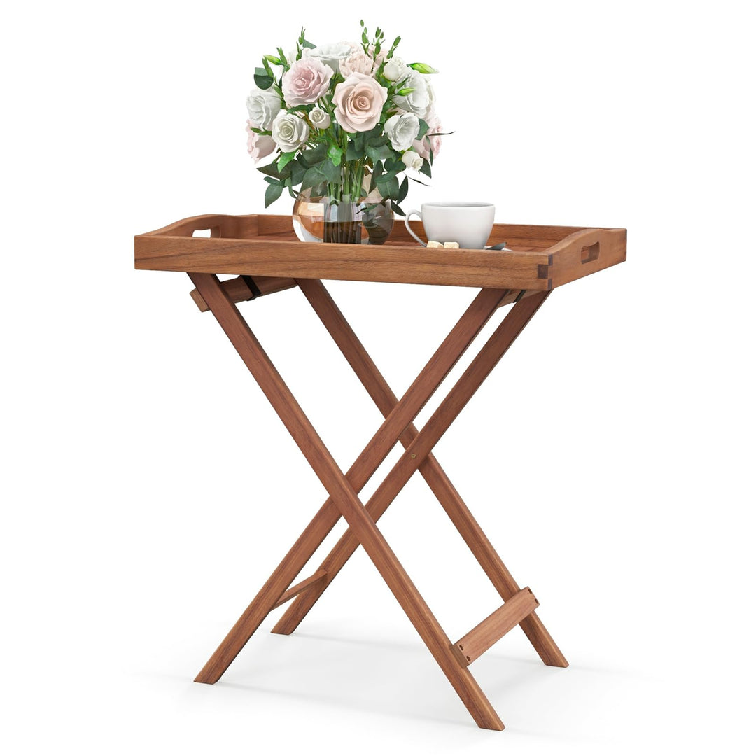 KOMFOTTEU Beistelltisch mit Abnehmbarer Platte, klappbarer Couchtisch klein, Gartentisch mit X-förmi