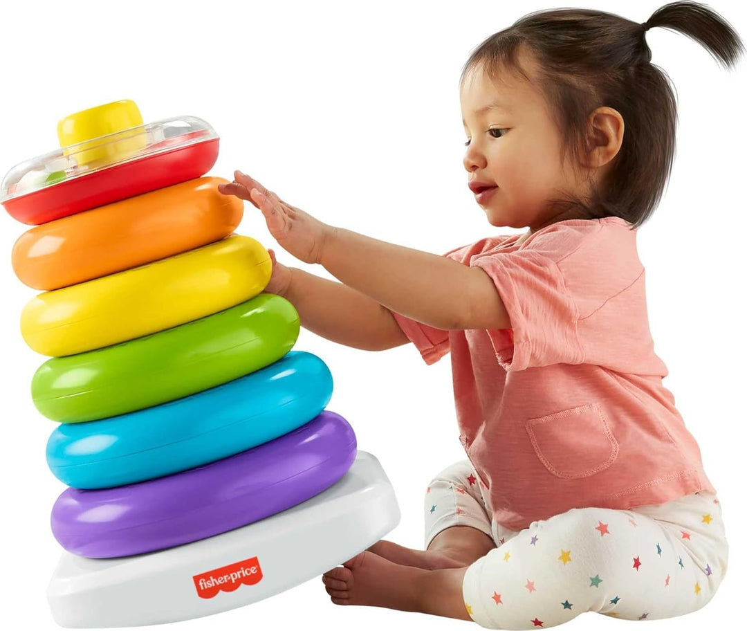 Fisher-Price GJW15 - GJW15 Gigantische Farbring Pyramide, Stapelspielzeug mit Ringen für Babys und K