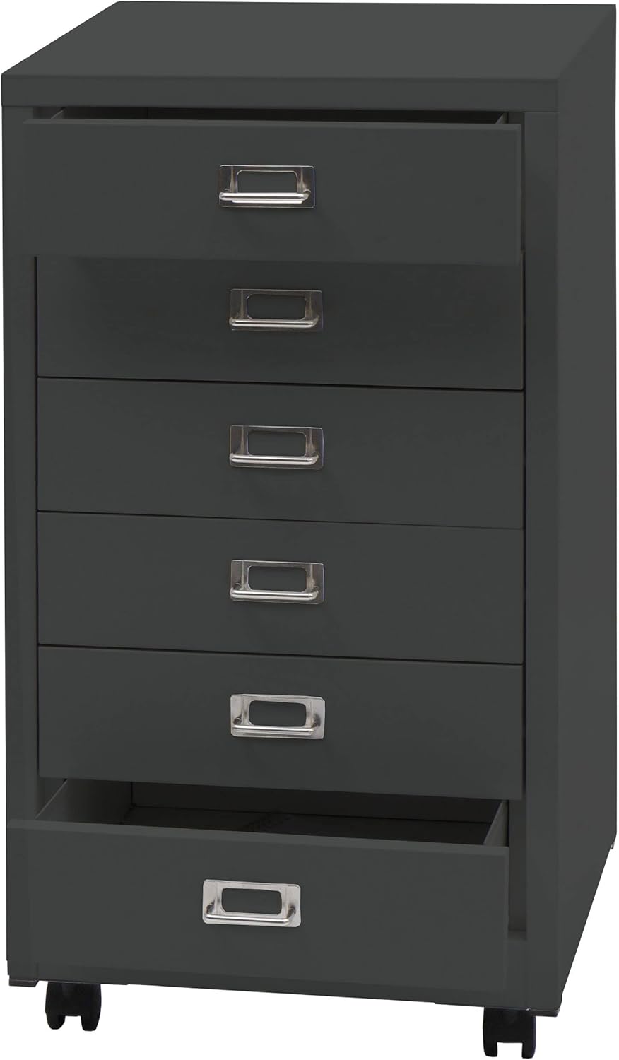 Rollcontainer HWC-L49AM, Schubladenschrank Stahlschrank Aktenschrank, Metall 75x40x41cm 6 Schubladen