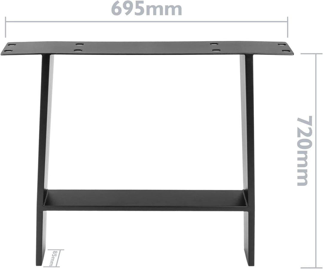 PrimeMatik - Tischbeine rechteckig aus Stahl 695 x 85 x 730 mm 2-Pack