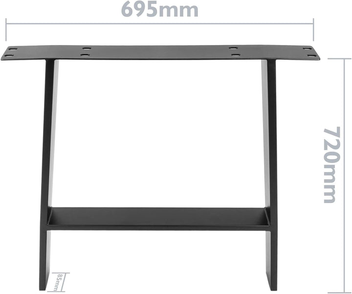 PrimeMatik - Tischbeine rechteckig aus Stahl 695 x 85 x 730 mm 2-Pack