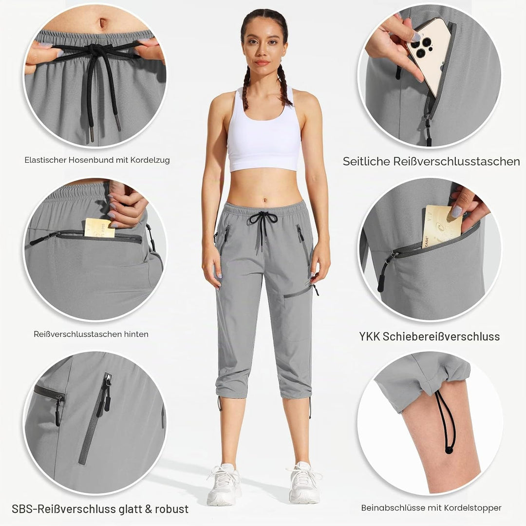 MOCOLY Damen Wanderhose Cargohose Wasserdicht Elastische Outdoorhose Cargo Jogginghose Trekkinghose