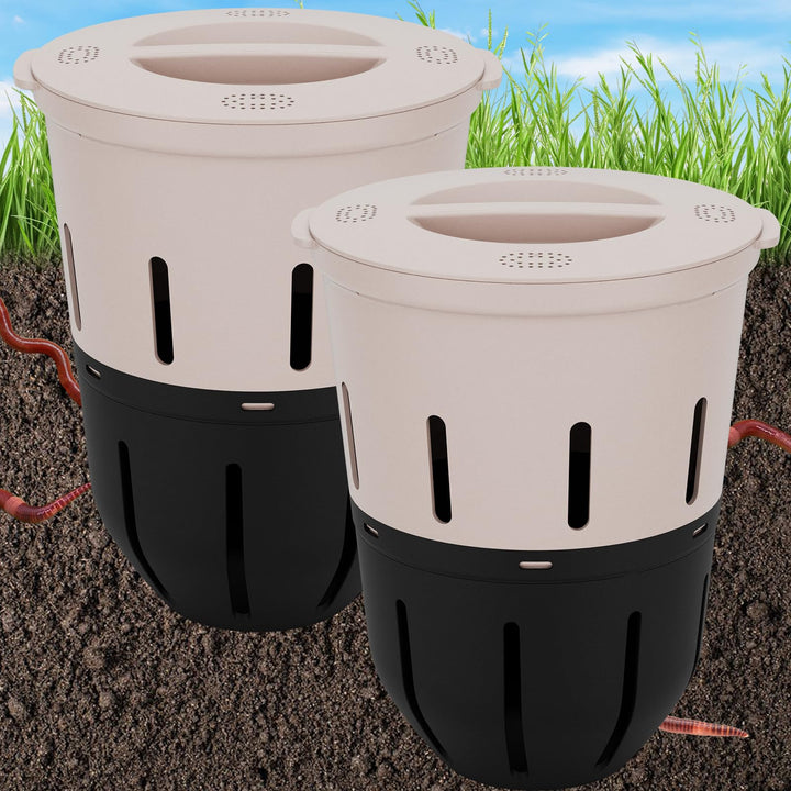 Unterirdischer Wurmkomposter 12,5 L – 2er Pack Beetkomposter zum Eingraben für Garten, kompostiert K