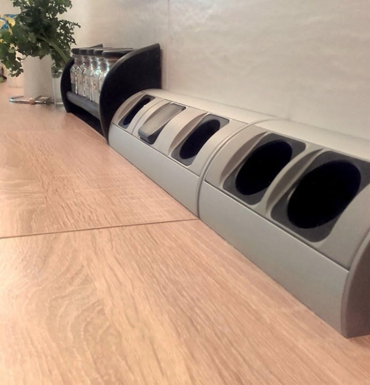 Praktische Eck-Steckdose 2x Schuko, Aluminium, für Küche, Bad, Wohnzimmer, Möbel. Doppelsteckdose id