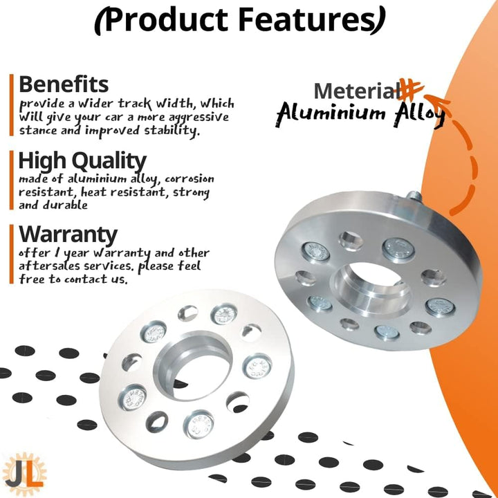 JINGLING KJ 5 Lug Spurverbreiterungen PCD 5 x 114,3 Nabenbohrung 67 mm geschmiedet 2 Stück Thickness
