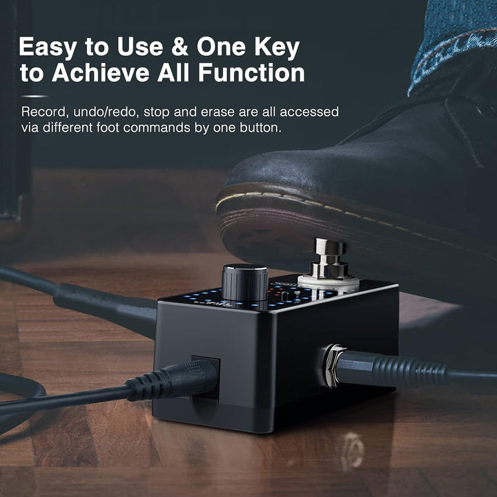 LEKATO Gitarre Loop Effektpedal mit 9 Schnallen Integrierte Stimmgerät Loop Station Max 40 Minuten A